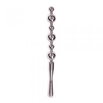 Серебристая металлическая анальная цепочка Anal Stick Large - 30 см.
