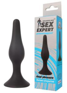 Чёрная анальная пробка Sex Expert - 9,5 см.