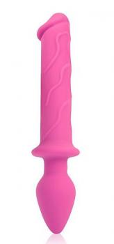 Двусторонний вагинально-анальный стимулятор розового цвета - 23 см.