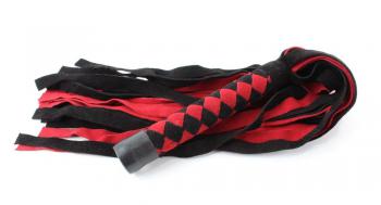 Черно-красная замшевая плеть с ромбами на рукояти - 60 см.