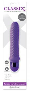 Фиолетовый ребристый вибромассажер Grape Swirl Vibe - 15,8 см.