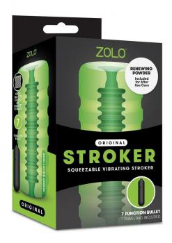 Зеленый мастурбатор с вибрацией Zolo Original Squeezable Vibrating Stroker