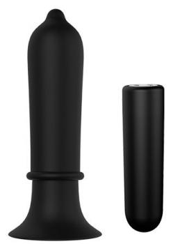 Черный вибромассажер для анальной стимуляции TORPEDO PLUG - 11,2 см.