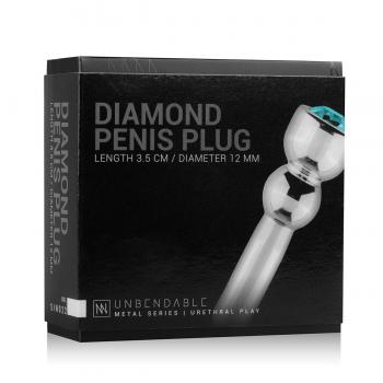 Серебристый уретральный стимулятор Sinner Penis Plug With Diamond - 5 см.
