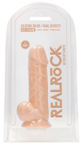 Телесный фаллоимитатор Silicone Dildo With Balls - 21,6 см.