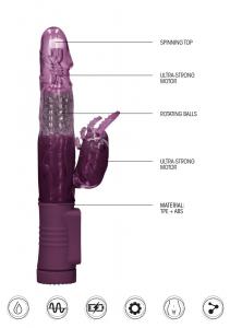 Фиолетовый вибратор-кролик Rotating Beetle - 22 см.