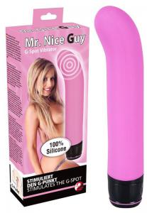 Розовый изогнутый вибратор Mr. Nice Guy - 23 см.