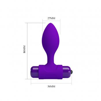 Фиолетовая анальная пробка с мощной вибрацией Vibra - 8,6 см.