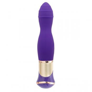 Фиолетовый вибратор с ротацией ECSTASY Deluxe Rippled Vibe - 20 см.