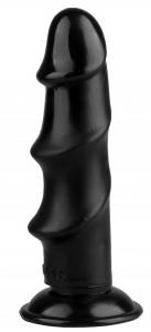 Черный реалистичный рельефный фаллоимитатор - 21,5 см.