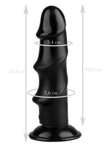 Черный реалистичный рельефный фаллоимитатор - 21,5 см.