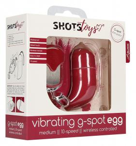 Красное виброяйцо Medium Wireless Vibrating G-Spot Egg с пультом - 7,5 см.