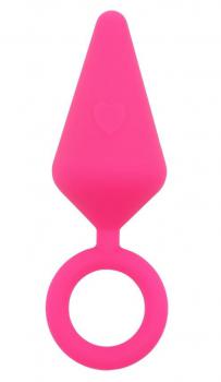 Розовая анальная пробка с кольцом Candy Plug M - 10,1 см.