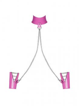 Розовый чокер Lollypopy в комплекте с наручниками