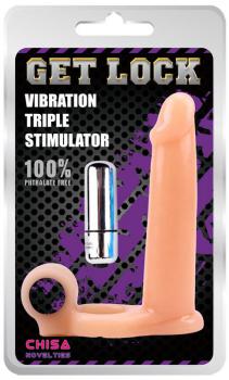 Телесная насадка для двойного проникновения Vibration Triple Stimulator - 15 см.