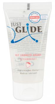 Смазка на водной основе Just Glide с ароматом клубники - 50 мл.