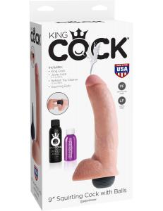 Телесный фаллоимитатор с эффектом семяизвержения Squirting Cock with Balls - 22,9 см.