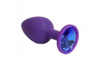 Фиолетовая силиконовая пробка с синим стразом - 7,1 см.