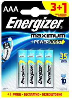 Батарейки Energizer MAX типа E92/AAA - 4 шт. (3+1 в подарок)