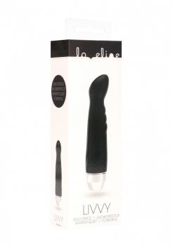 Чёрный вибратор Livvy со скошенной головкой - 15,5 см.