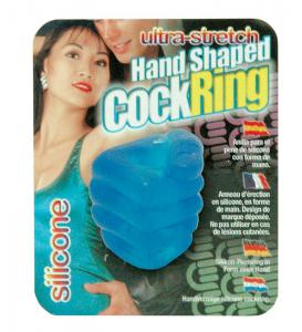 Голубое эрекционное кольцо в виде кулачка HAND SHAPED SILICON RING