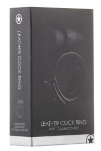 Утяжка на пенис с виброэлементом Leather Cock Ring