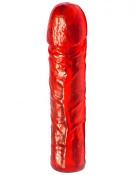 Красный гелевый фаллоимитатор - 16,5 см.