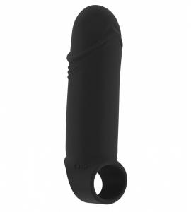 Чёрная удлиняющая насадка Stretchy Thick Penis Extension No.35 - 15,2 см.