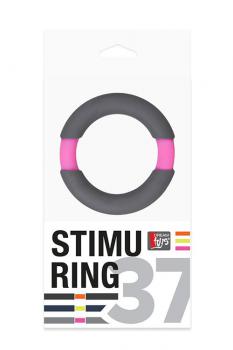 Серое эрекционное кольцо NEON STIMU RING 37MM GREY/PINK