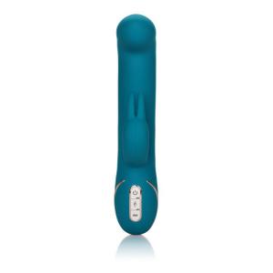 Бирюзовый вибратор с изогнутой головкой Jack Rabbit Signature Silicone Rocking  G  Rabbit - 20 см.