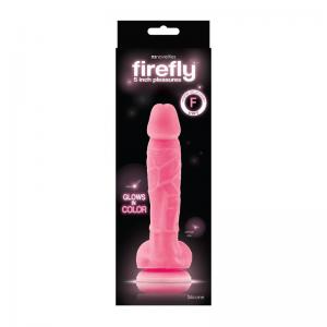 Розовый фаллоимитатор, светящийся в темноте, Firefly 5  Pleasures Dildo - 17 см.