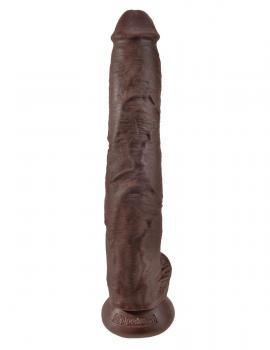 Коричневый фаллоимитатор-гигант 14  Cock with Balls - 37,5 см.