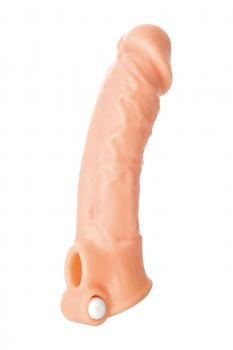 Удлиняющая насадка на пенис с вибрацией - 18,5 см.