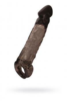 Чёрная насадка на пенис Tс подхватом - 19,5 см.