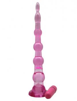 Розовый анальный конус с вибропулькой - 22 см.