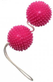 Розовые вагинальные шарики с шипами на шнурке