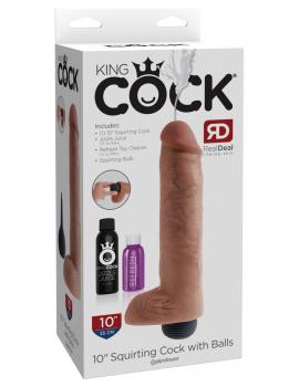 Кофейный фаллоимитатор King Cock 10  Squirting Cock с эффектом эякуляции - 25,4 см.